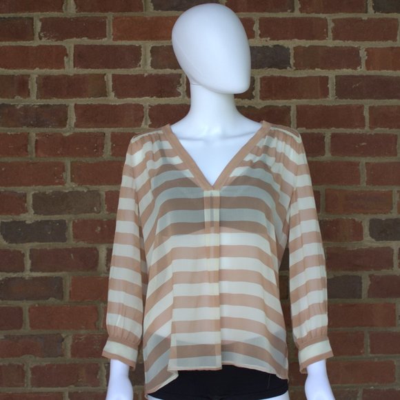 Joie | 100% Silk | Women's Aceline V-neck Blouse | Striped | Small | J307-23271 - Picture 6 of 9